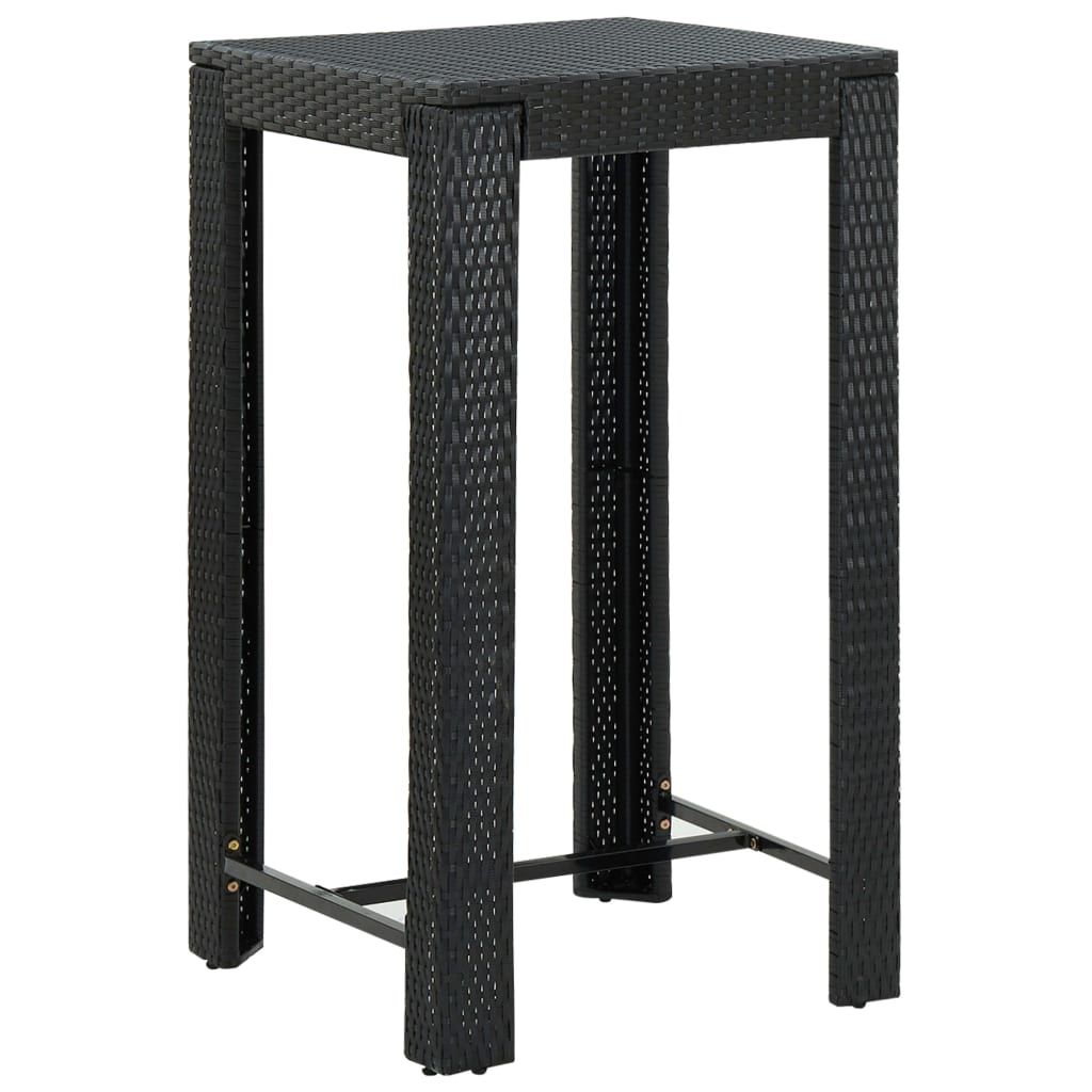 Garden Bar Table Black 60.5x60.5x110.5 cm Poly Rattan