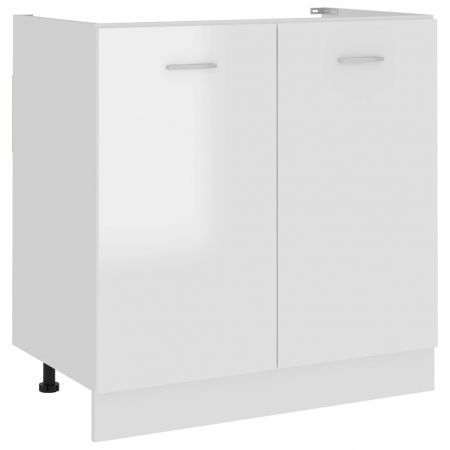 Sink Bottom Cabinet High Gloss White 80x46x81.5 cm Chipboard