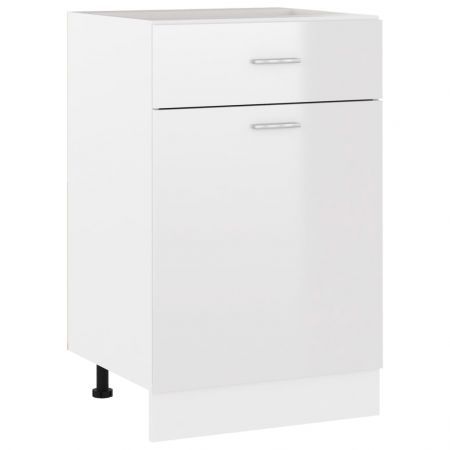 Drawer Bottom Cabinet High Gloss White 50x46x81.5 cm Chipboard
