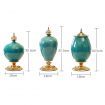 40.5cm Ceramic Oval Flower Vase with Gold Metal Base Green