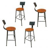Osca Set of 4 Brown Timber Seater Bar stool
