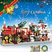 Christmas-themed Street View Children's Building Blocks With Small Bricks, Train Building Blocks Model With Light