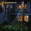 Solar Remote Control Christmas Decoration Star 8 Lighting Modes 350LED Waterfall light COL.Colorful