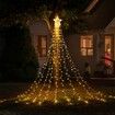 Solar Remote Control Christmas Decoration Star 8 Lighting Modes 350LED Waterfall light COL.Warm White