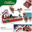 940pcs Creative Christmas Santa Claus Flying Party Sets Model  Building Blocks Diy Bricks Kids Gift Toys