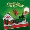 940pcs Creative Christmas Santa Claus Flying Party Sets Model  Building Blocks Diy Bricks Kids Gift Toys