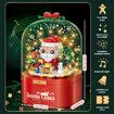 Christmas Music Box Toy DIY Model Building Block Christmas House With LED Light Santa Claus Music Box Decoration