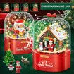 Christmas Music Box Toy DIY Model Building Block Christmas House With LED Light Santa Claus Music Box Decoration