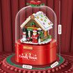 Christmas Music Box Toy DIY Model Building Block Christmas House With LED Light Santa Claus Music Box Decoration
