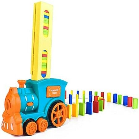 Electric Construction Domino Toys, 60pcs Domino Train Blocks Rally Electric Toy Set For Kids