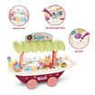 55 PCS Toy Boat Ship Educational Pretend Play Food Toy Set Ice Cream Candy with Light Music Smoke