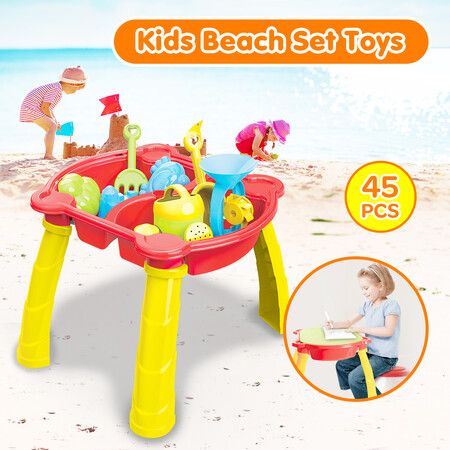 Kids Sand Water Table Educational Toys Outdoor Beach Playset Bucket Spade 45Pcs