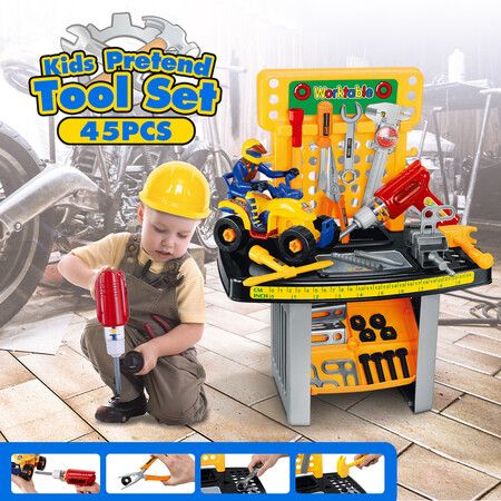 Toolbox Toy Set Construction Kit Children Engineer Simulation Repair Pretend Play 45 Pcs.