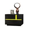 Black Bedside Table LED Lighted Bedroom Storage Cabinet Nightstand High Gloss Front