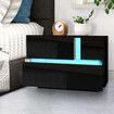Black Bedside Table LED Lighted Bedroom Storage Cabinet Nightstand High Gloss Front