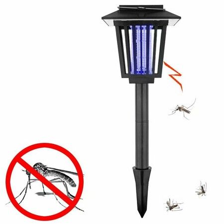 Solar Powered LED Light Pest Bug Zapper Insect Mosquito Killer Lamp Garden Outdoor
