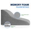 Bed Wedge Pillow Memory Foam Cushion Back and Head Support Velvet Cover Gray