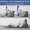 4 Pcs Wedge Pillow Set Memory Foam Bed Cushion Back and Head Support Adjustable Gray