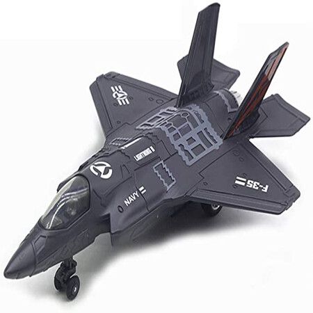Large Alloy Pull Back F-35 Fighter Aircraft Model Music LED Airplane Toy Perfect For Birthday Gifts Black