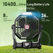 Outdoor Camping Fan 2in1 Light LED Lantern Portable Tent Desk USB Powered Rechargeable Battery 3 Brightness Black 