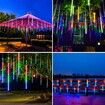 Solar Meteor Rain Lights, 30cm 8 Tube 144 LEDs Multicolor Meteor Lights, For Xmas Tree Weeding Holiday Party Patio Decoration