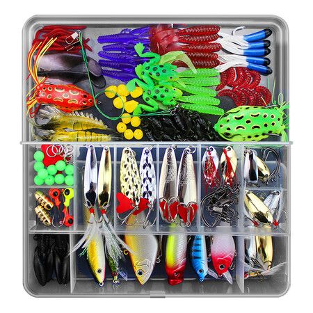 141pcs Fishing Accessories Kit Fishing Lures Baits Crankbait Swimbaits Jig Hooks Fishing Gear Lures Kit Set with Tackle Box