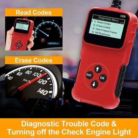 Car OBD2 Scanner Code Reader Car Engine Fault Code Reader Car Diagnostic Scan Tool for All OBD II Protocol Cars Since 1996