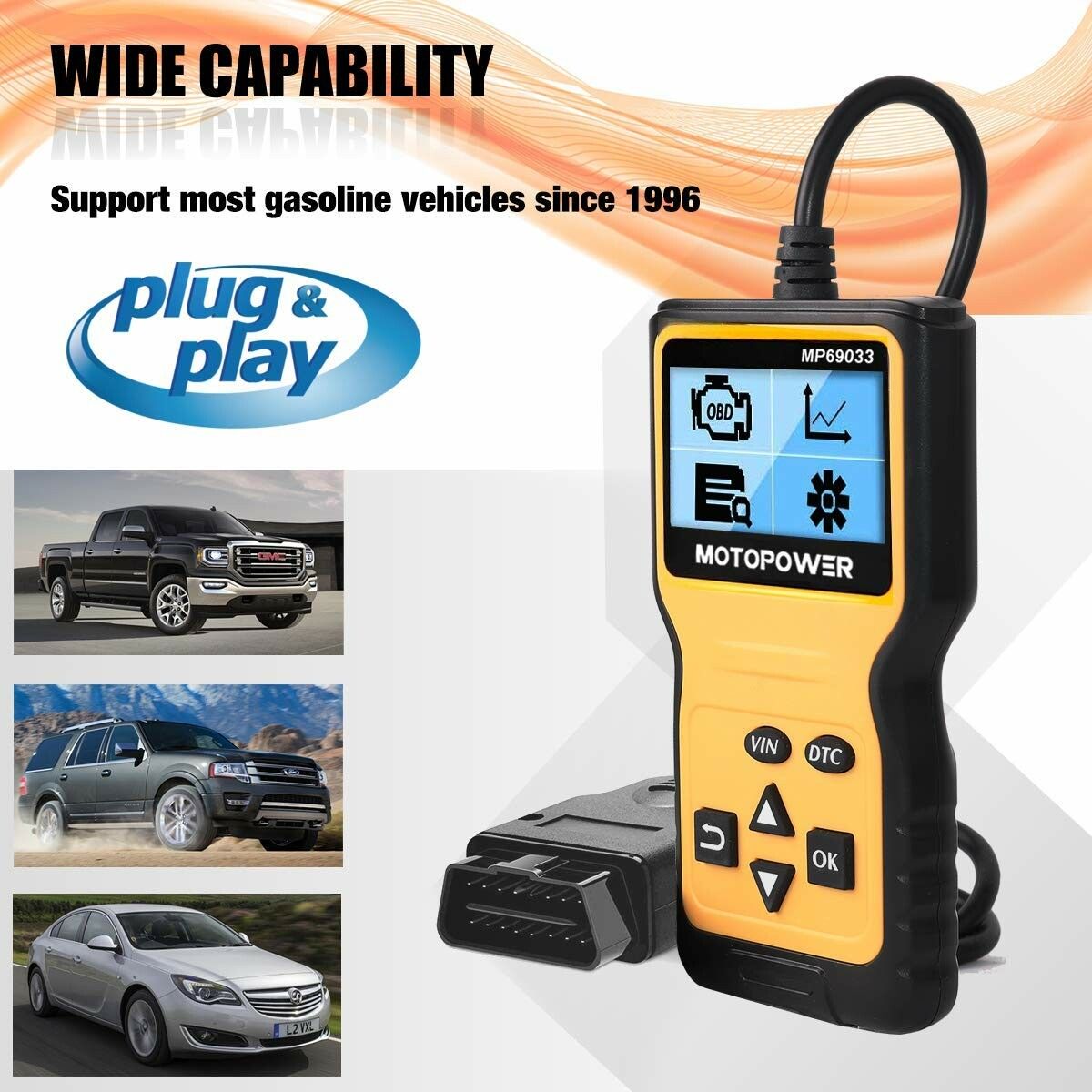 Car OBD2 Scanner Code Reader Engine Fault Code Reader Scanner CAN Diagnostic Scan Tool for All OBD II Protocol Cars Since 1996  Yellow