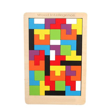 Bundle Brain Teasers Toy Tangram Jigsaw Colorful 3D Russian Blocks Game Early Educational Blocks Toys for Kids 2 Pack Wooden Tetris Puzzle 