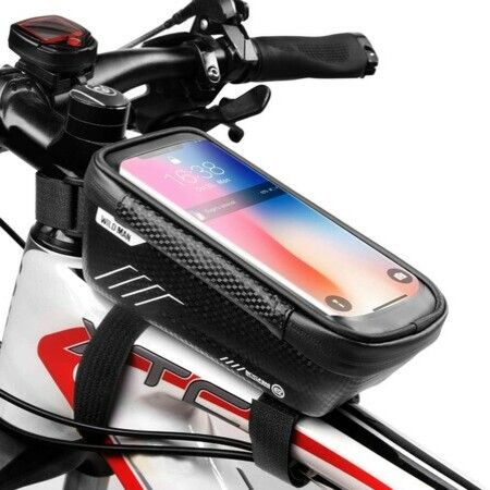 Bike Phone Bag Bicycle Handlebar Front Frame Phone Poouch Bag with Waterproof Touch Screen Cellphone Mount 