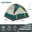 OGL 3 Person Tent Beach Camping Instant Pop Up Shelter Family Sun Shade 215x200x141cm Green White 