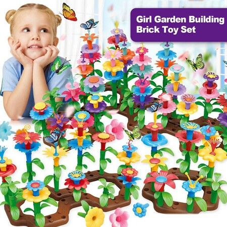 148pcs set DIY Educational Flower Arrangement Toys Creative Colorful Interconnecting Blocks Building Garden Game for Kids