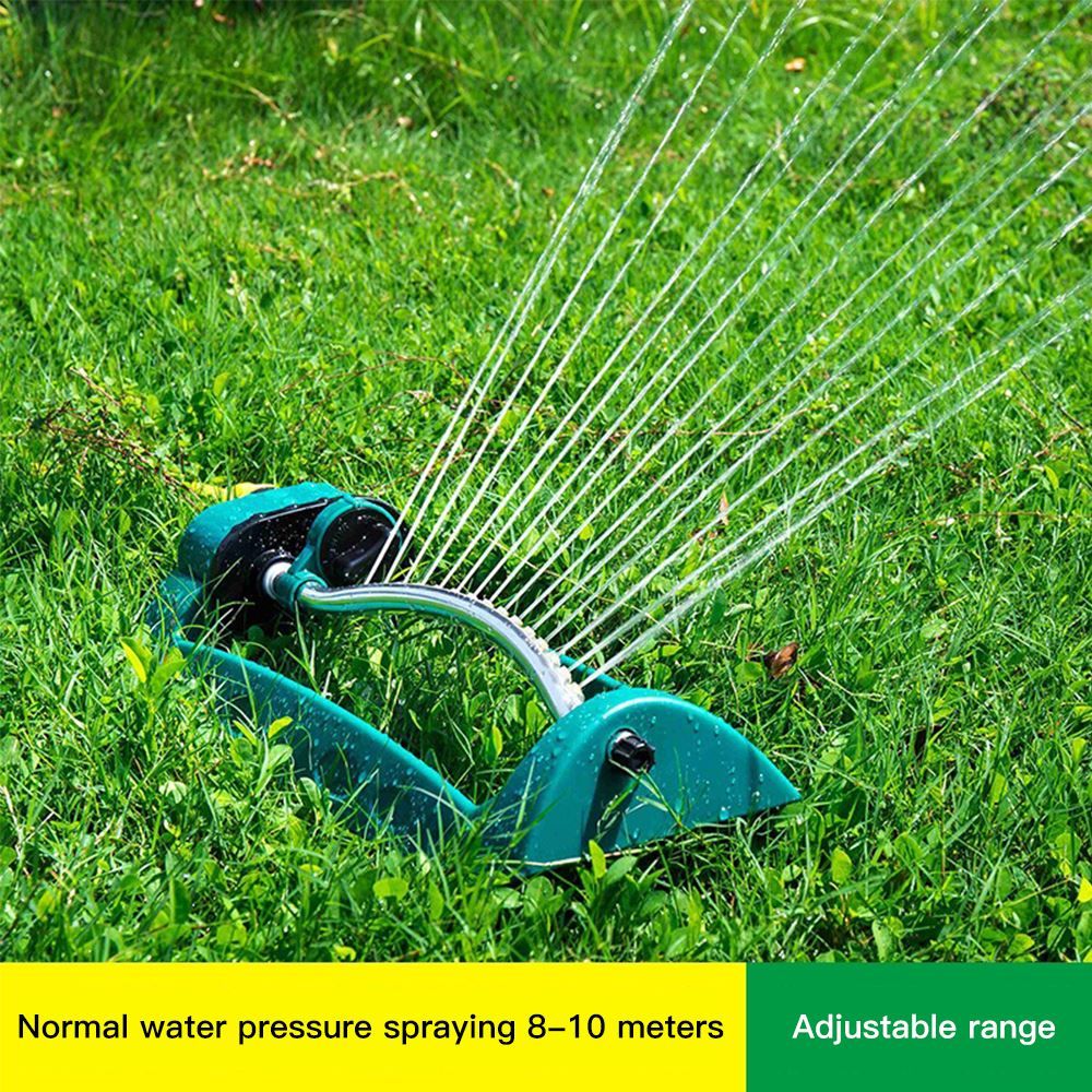 Water Sprinkler Adjustable Alloy 15 Holes Sprayer Oscillating Automatic Lawn Irrigation Garden Watering Tool