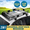 Universal Roof Rack Cargo Storage Basket Car Luggage Carrier Holder Powered Steel 115kg Black