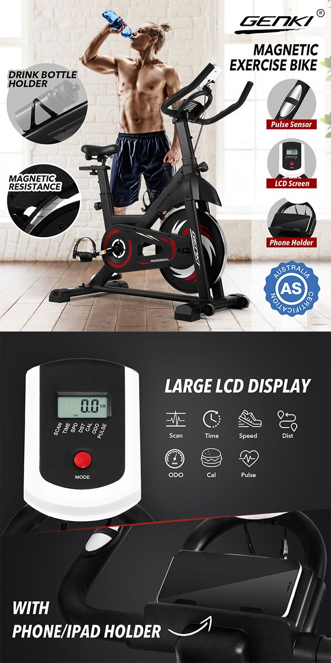 Genki Exercise Bike Indoor Cycling Stationary Spin Bicycle