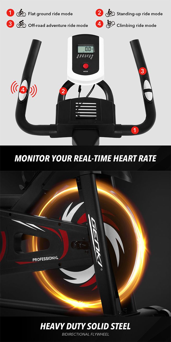 Genki Exercise Bike Indoor Cycling Stationary Spin Bicycle