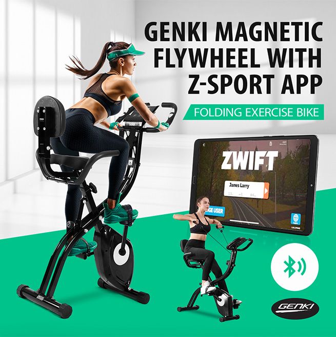 Genki Spin X Bike Magnetic Exercise Bike Upright Recumbent Bicycle 100 Resistance Bluetooth App Heart Rate