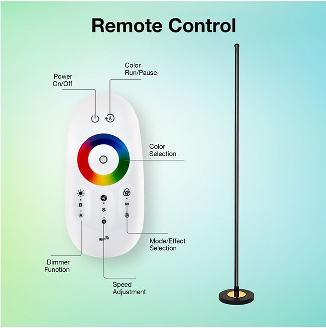 RGB LED Floor Lamp Corner Standing Light Remote Control for Bedroom