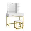 Makeup Vanity Set Dressing Table with Hollywood Style Mirror 10 LED Lights 2 Drawers Stool White and Gold