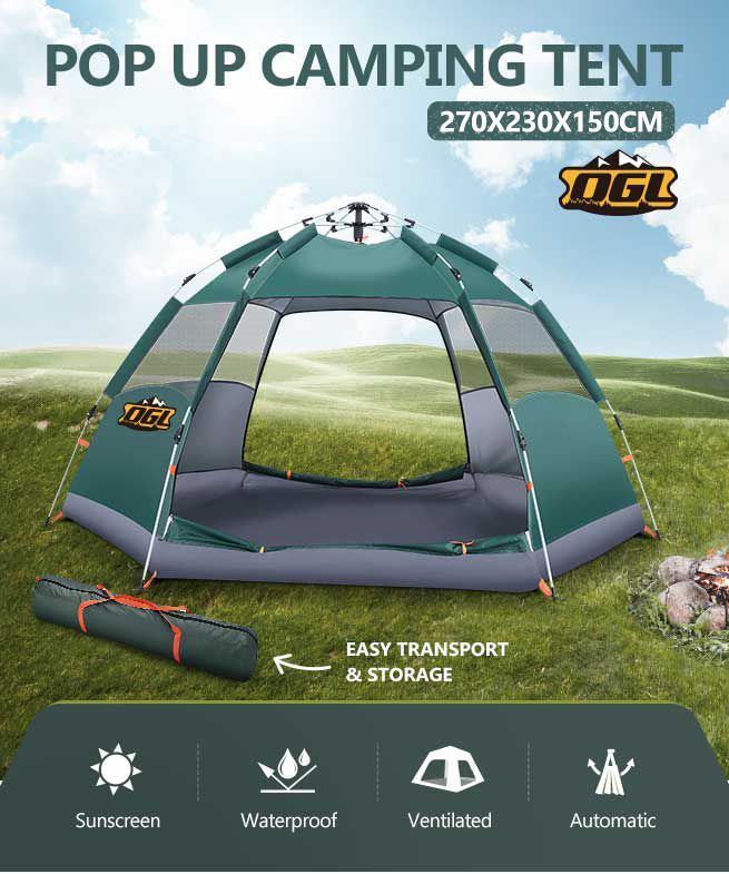 OGL 5 Person Tent Instant Pop Up Beach Camping Shelter Sun Shade Family ...