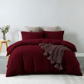 Royal Comfort Vintage Washed 100 % Cotton Quilt Cover Set Single - Mulled Wine