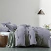 Royal Comfort Vintage Washed 100 % Cotton Quilt Cover Set Double - Grey