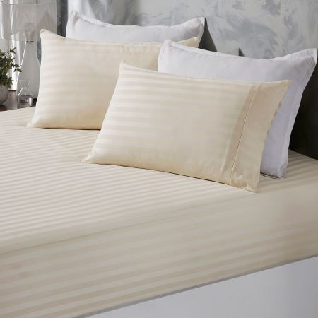 Royal Comfort Damask Stripe Cotton Blend 3-Piece Sheet Set | Double | Pebble
