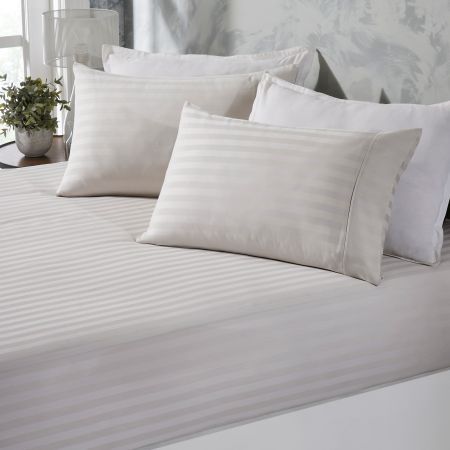 Royal Comfort Damask Stripe Cotton Blend 3-Piece Sheet Set | Queen | Silver