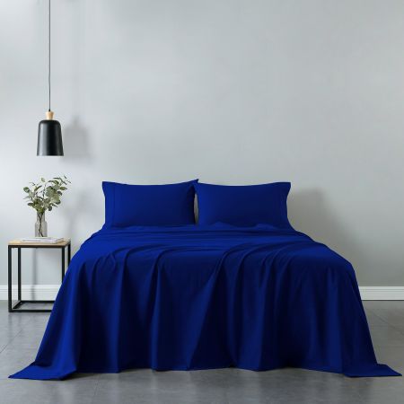 Royal Comfort Vintage Washed 100% Cotton Sheet Set Queen - Royal Blue