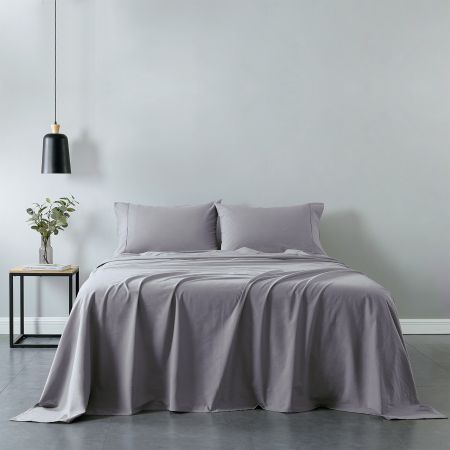 Royal Comfort Vintage Washed 100% Cotton Sheet Set Queen - Grey