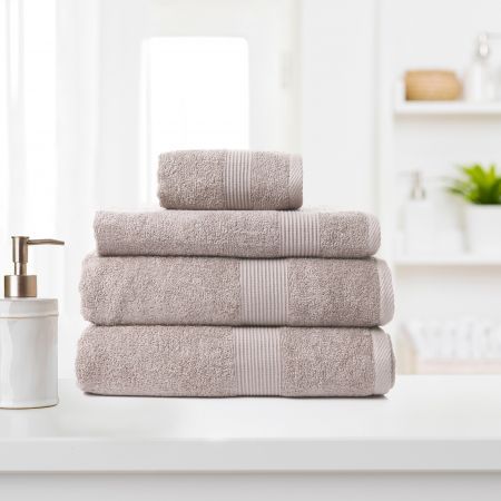 Royal Comfort Cotton Bamboo Towel 4pc Set - Champagne