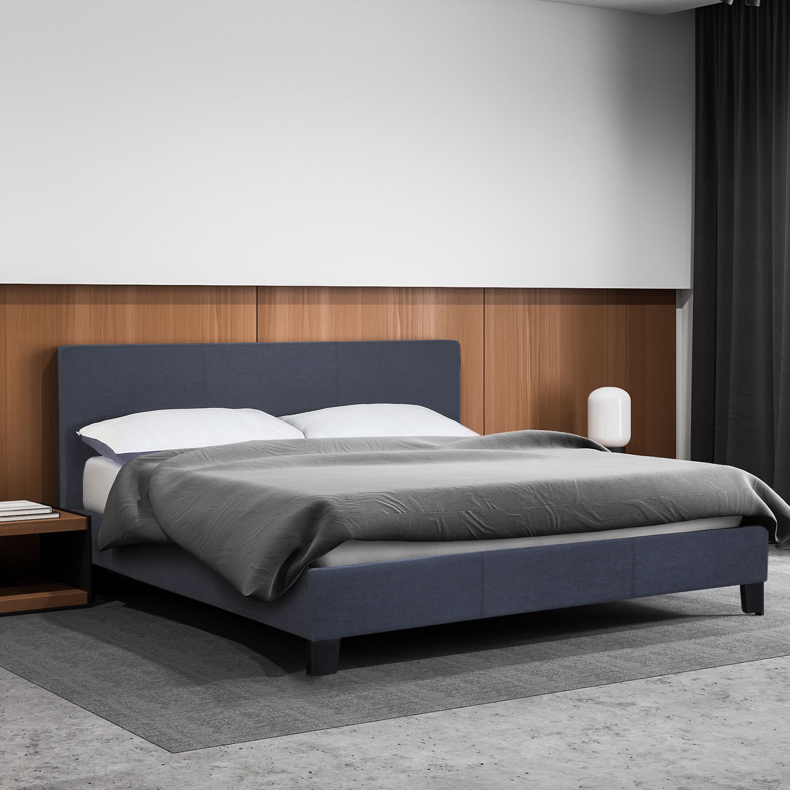 Milano Sienna Luxury Bed with Headboard (Model 2) - Charcoal No.35 - Single