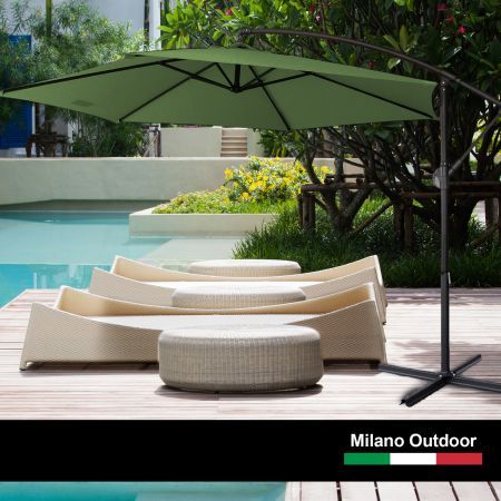 Milano Outdoor - Outdoor 3 Meter Hanging and Folding Umbrella - Green Milano Outdoor - Outdoor 3 Meter Hanging and Folding Umbrella - Green
