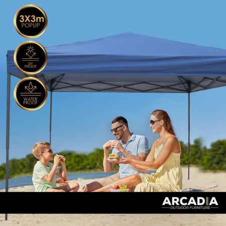 Arcadia Furniture 3 Metre Outdoor Gazebo Tent - Navy Arcadia Furniture 3 Metre Outdoor Gazebo Tent - Navy